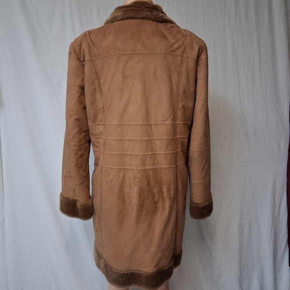 Alfani Outerwear Women Size L Tan Teddy Jacket with Faux Fur Accents - Picture 8 of 16